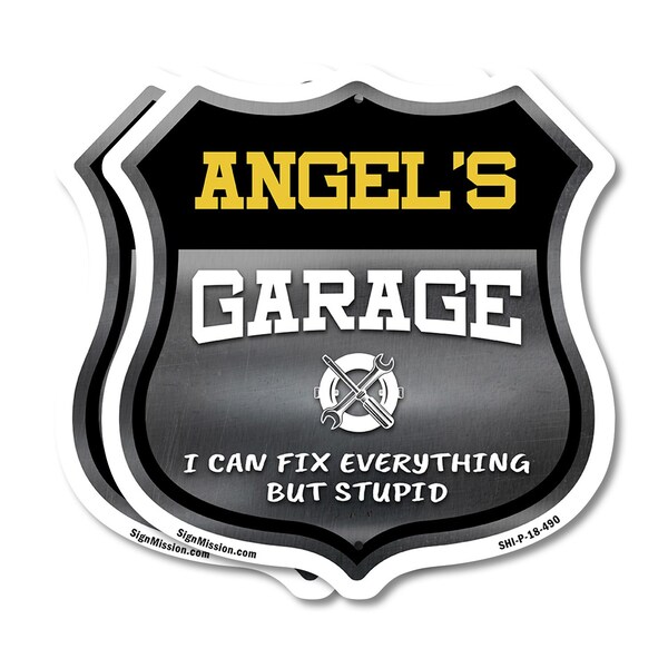 Signmission Angel's Garage I Can Fix Everything But Stupid, 18 inch X 18 inch, Plastic Sign, 2PK - SHI-P-2PACK-18-490-ANGEL