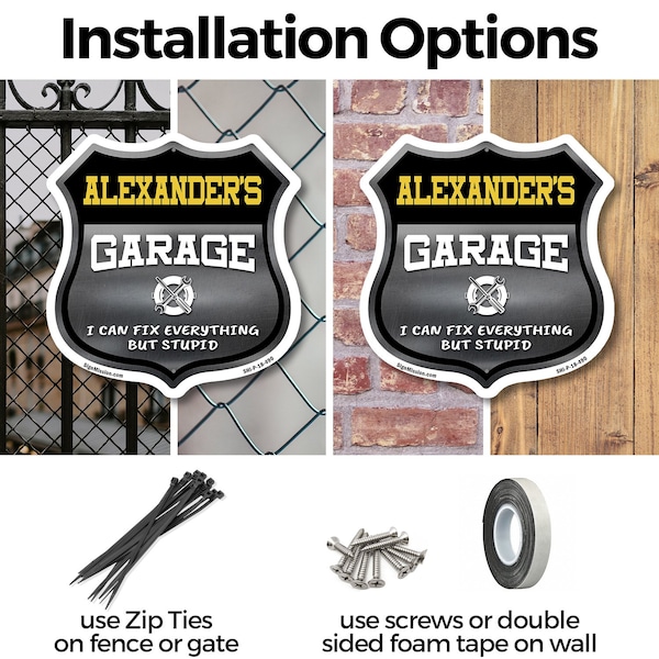 Signmission Alexander's Garage I Can Fix Everything But Stupid, 18 inch X 18 inch, Plastic Sign, 2PK - SHI-P-2PACK-18-490-ALEXANDER