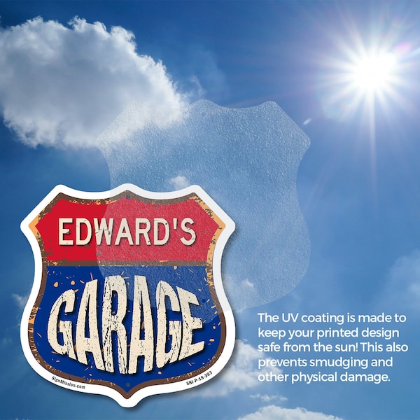Signmission Edward's Garage, 18 Inch X 18 Inch, Vinyl Decal - SHI-D-18-383-EDWARD