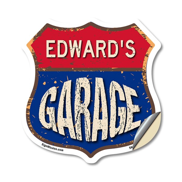 Signmission Edward's Garage, 18 Inch X 18 Inch, Vinyl Decal - SHI-D-18-383-EDWARD