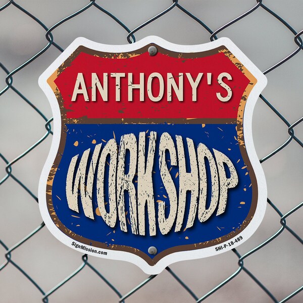 Signmission Anthony's Workshop, 6 Inch X 6 Inch, Plastic Sign - SHI-P-6-489-ANTHONY