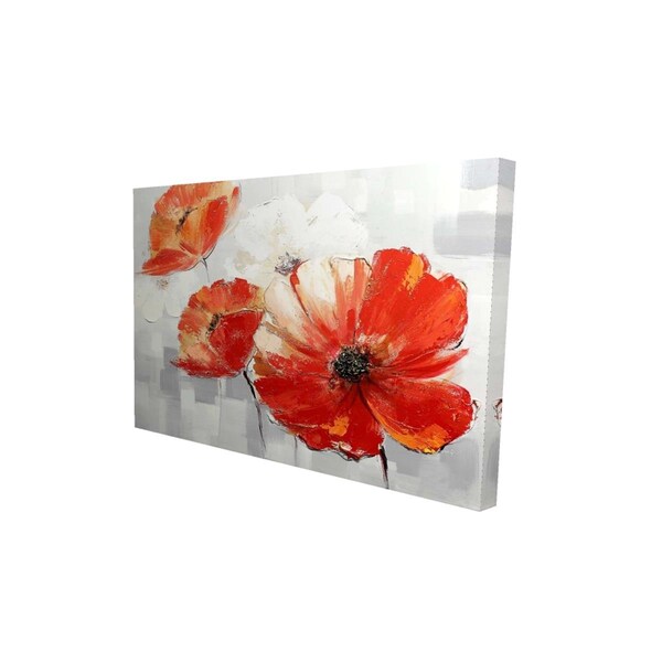 Begin Home Decor 20 x 30 in. Abstract Red Wild Flowers-Print on Canvas - 2080-2030-FL55-CR