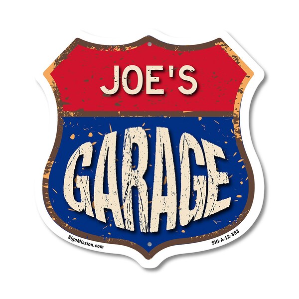 Signmission Joe's Garage, 12 Inch X 12 Inch, Aluminum Metal Sign - SHI-A-12-383-JOE