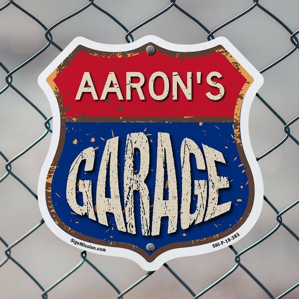 Signmission Aaron's Garage, 6 Inch X 6 Inch, Plastic Sign - SHI-P-6-383-AARON