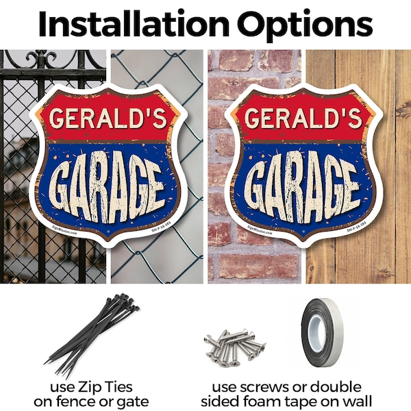 Signmission Gerald's Garage, 12 inch X 12 inch, Aluminum Metal Sign, 2PK - SHI-A-2PACK-12-383-GERALD