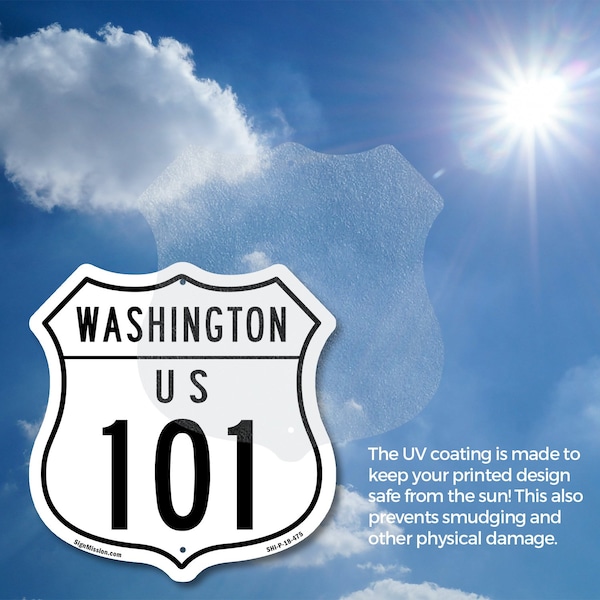 Signmission Washington Route Marker Shield Sign Us 1, 12 Inch X 12 Inch, Plastic Sign - SHI-P-12-475