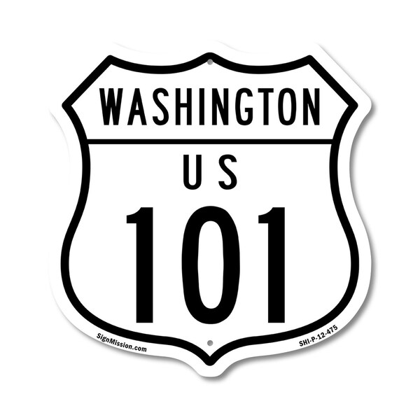 Signmission Washington Route Marker Shield Sign Us 1, 12 Inch X 12 Inch, Plastic Sign - SHI-P-12-475