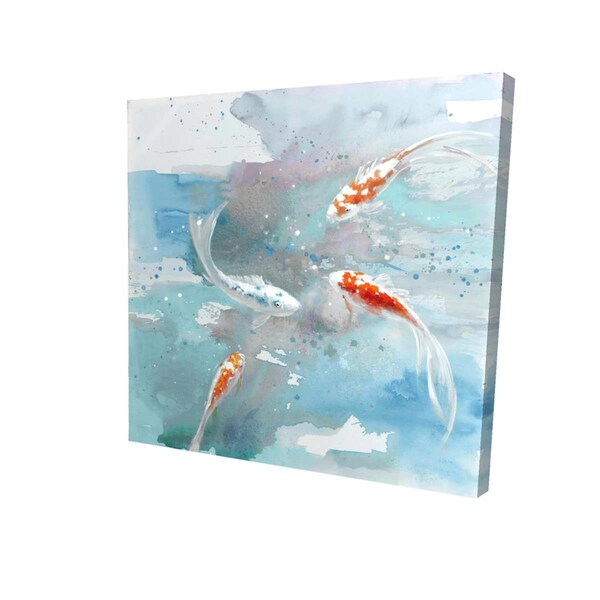 Begin Home Decor 32 x 32 in. Koi Fish In Blue Water-Print on Canvas - 2080-3232-AN48-1