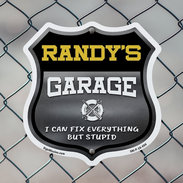 Signmission Randy's Garage I Can Fix Everything But Stupid, 12 inch X 12 inch, Aluminum Metal Sign, 2PK - SHI-A-2PACK-12-490-RANDY