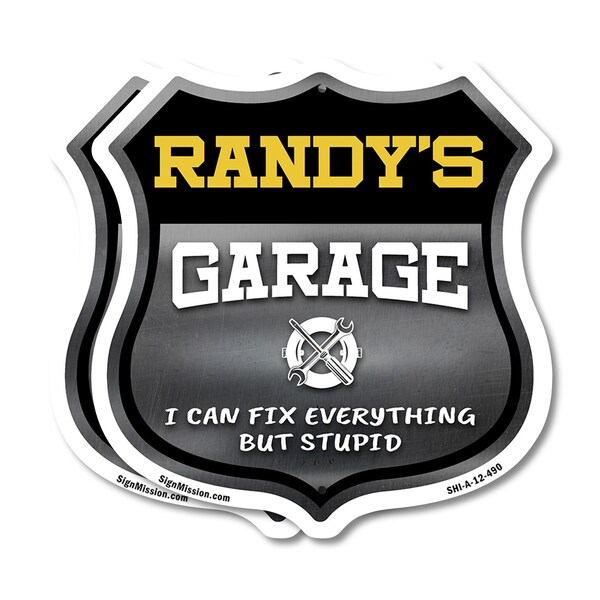 Signmission Randy's Garage I Can Fix Everything But Stupid, 12 inch X 12 inch, Aluminum Metal Sign, 2PK - SHI-A-2PACK-12-490-RANDY