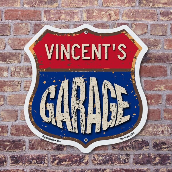 Signmission Vincent's Garage, 6 inch X 6 inch, Plastic Sign, 2PK - SHI-P-2PACK-6-383-VINCENT