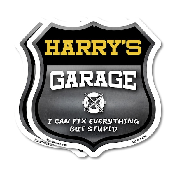 Signmission Harry's Garage I Can Fix Everything But Stupid, 6 inch X 6 inch, Plastic Sign, 2PK - SHI-P-2PACK-6-490-HARRY