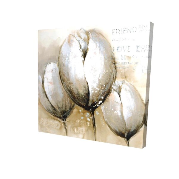 Fondo 16 x 16 in. Three Tulips with Typography-Print on Canvas - FO3331830