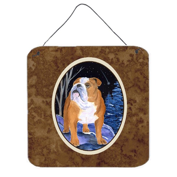 Micasa 6 x 6 in. Starry Night English Bulldog Aluminium Metal Wall or Door Hanging Prints - MI628526