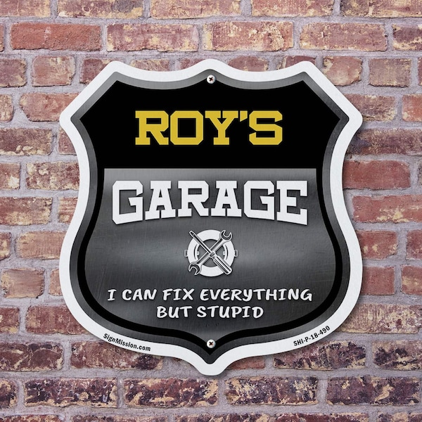 Signmission Roy's Garage I Can Fix Everything But Stupid, 18 inch X 18 inch, Plastic Sign, 2PK - SHI-P-2PACK-18-490-ROY