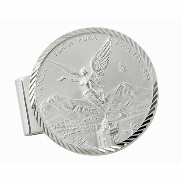 Upm Global UPM Global 13513 Sterling Silver Diamond Cut Money Clip With Mexican Libertad 1 Oz Silver Coin - 13513