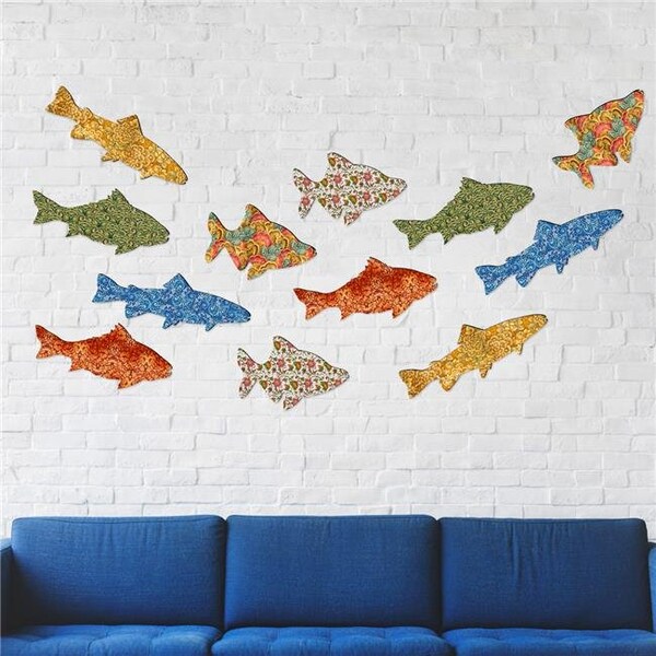 Designocracy Designocracy G985342S12 Rustic Coastal Fish Wall Art Beach Home Decor No. 985342S12 - Set of 12 - G985342S12