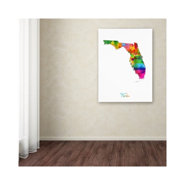 Trademark Fine Art Michael Tompsett 'Florida Map' Canvas Art, 24x32 - MT0702-C2432GG