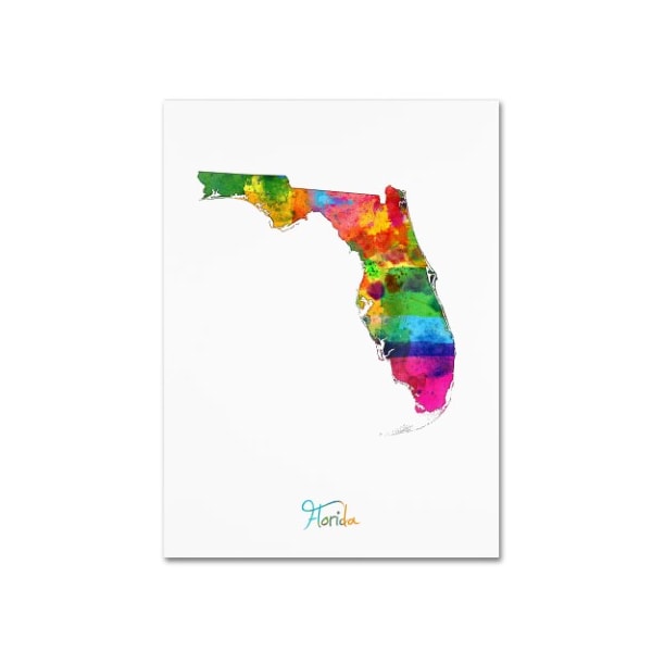 Trademark Fine Art Michael Tompsett 'Florida Map' Canvas Art, 24x32 - MT0702-C2432GG