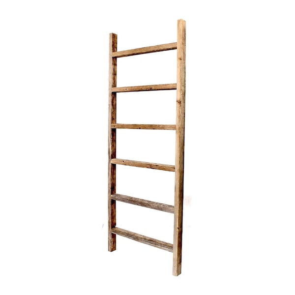 Barnwoodusa Rustic Farmhouse 6ft Reclaimed Wood Picket Ladder (Weathered Gray) - 672713214243