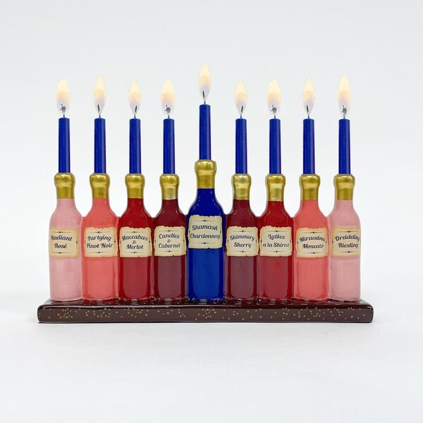 Rite Lite 11.5 x 6 in. Fine Wines Handpainted Ceramic Menorah with Gold Accents - MFR-26