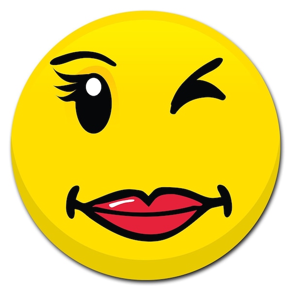 Signmission Emoji Girl Wink Circle Vinyl Laminated Decal - D-48-CIR-EMOJI GIRL WINK