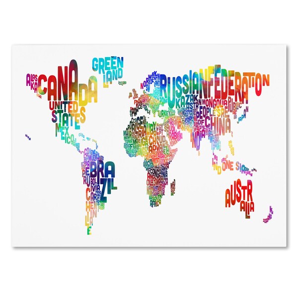 Trademark Fine Art Michael Tompsett 'World Text Map' Canvas Art, 30x47 - MT0211-C3047GG