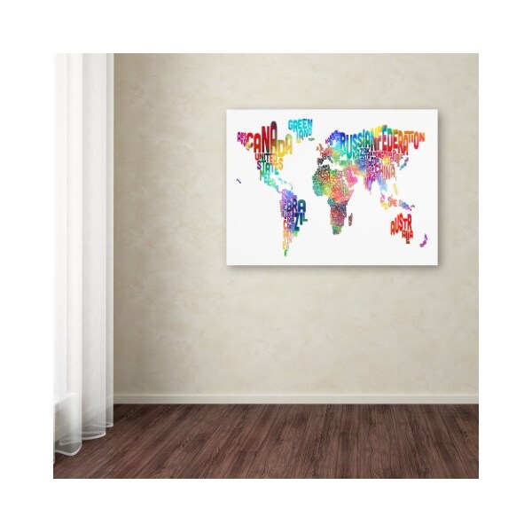 Trademark Fine Art Michael Tompsett 'World Text Map' Canvas Art, 30x47 - MT0211-C3047GG