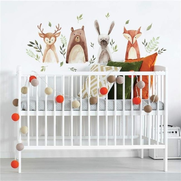 Roommates RoomMates RMK4020SCS Watercolor Woodland Critters Peel & Stick Wall Decals - RMK4020SCS