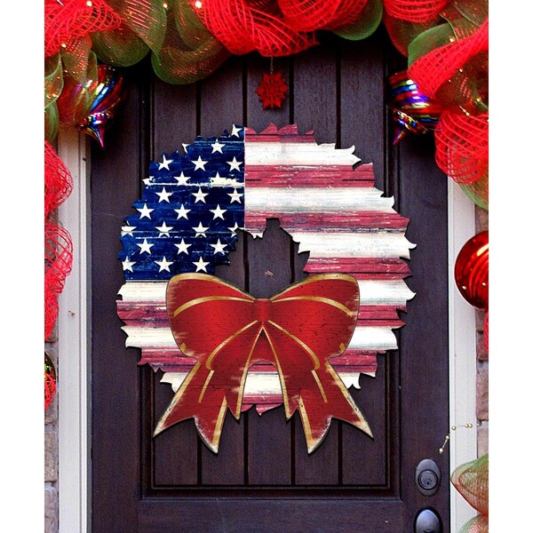 Kd Americana American Flag Wreath Door Hanger - KD1800216