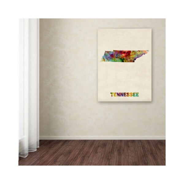 Trademark Fine Art Michael Tompsett 'Tennessee Map' Canvas Art, 18x24 - MT0337-C1824GG