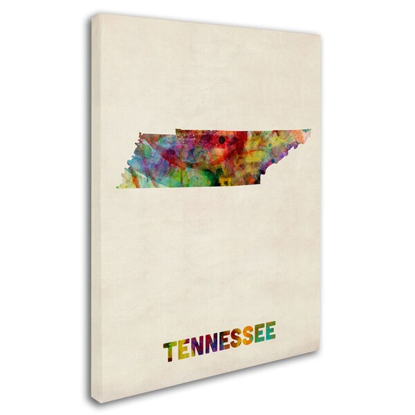Trademark Fine Art Michael Tompsett 'Tennessee Map' Canvas Art, 18x24 - MT0337-C1824GG