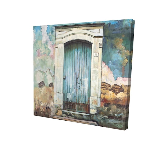 Fondo 12 x 12 in. Blue Door of An Old Building-Print on Canvas - FO3339464