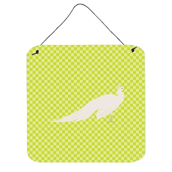 Micasa White Peacock Peafowl Green Wall or Door Hanging Prints, 6 x 6 in. - MI627819