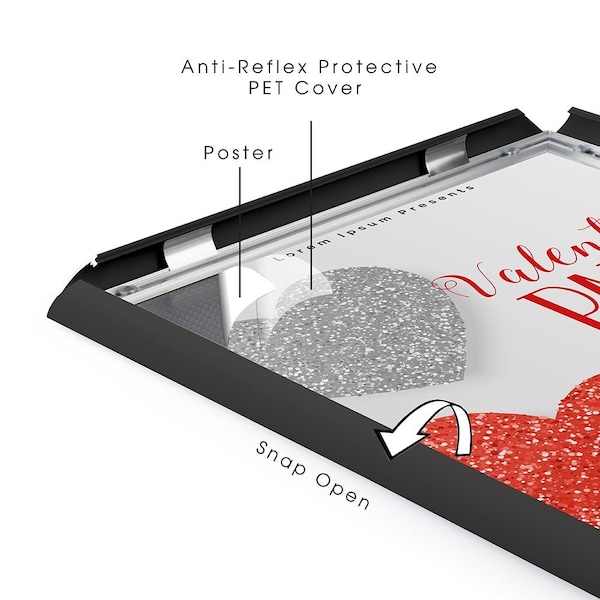 M&T Displays Snap Frame 36 in. X 48 in. Poster Size, 1.25 in. Black, Mitred Corner - UCN325B036X2990