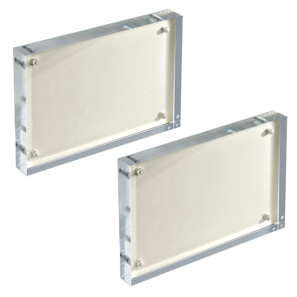 Azar Displays White Acrylic Block with Metal Back Plate 4 in. X 6 in., 2PK - 104666-WHT-2PK