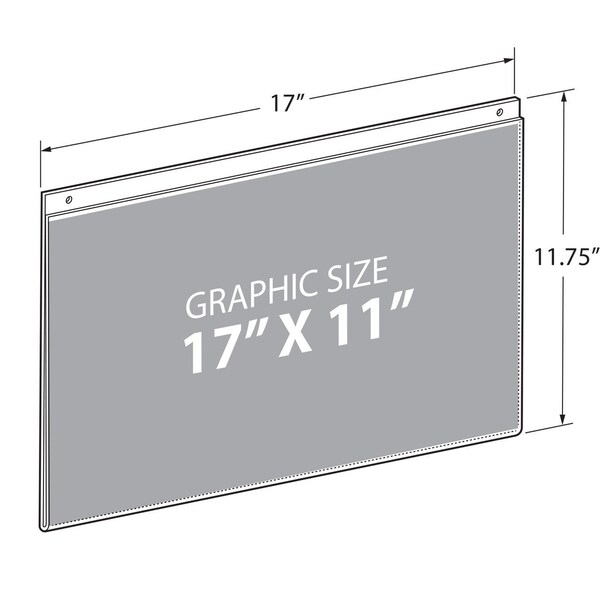 Azar Displays Clear Acrylic Wall Hanging Frame 17'' Wide x 11'' High- Horizontal/Landscape, 2PK - 162709-2PK