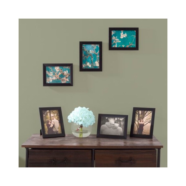 Hastings Home Set of 6 Picture Frame Set, 5x7 Frames for Picture Gallery Wall With Stand and Hanging Hooks, Black - 756110ISY