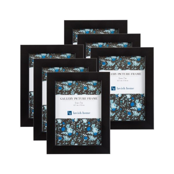 Hastings Home Set of 6 Picture Frame Set, 5x7 Frames for Picture Gallery Wall With Stand and Hanging Hooks, Black - 756110ISY