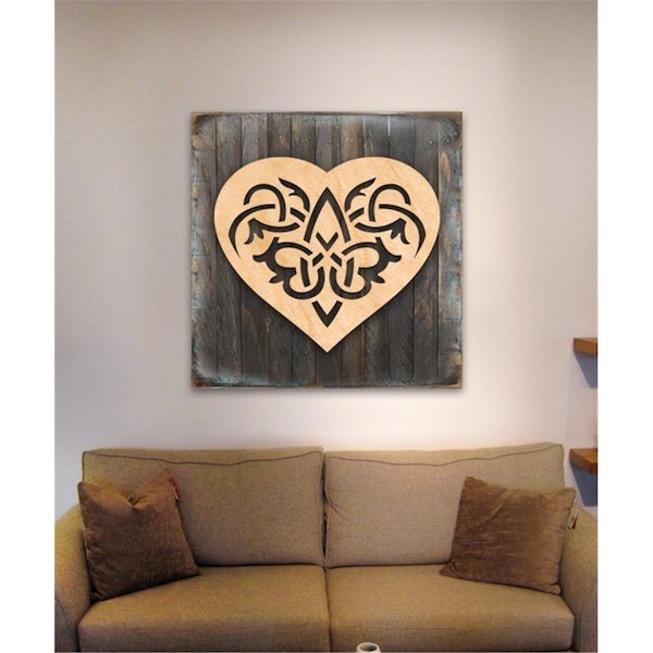 Clean Choice Heart Block Decor Celtic Spiral Heart Art on Board - CL1785973