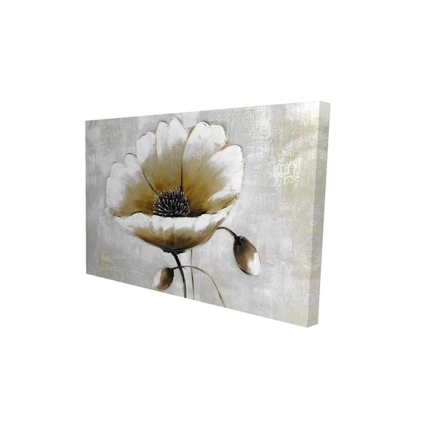 Fondo 12 x 18 in. Modern Beige Flower-Print on Canvas - FO2783952