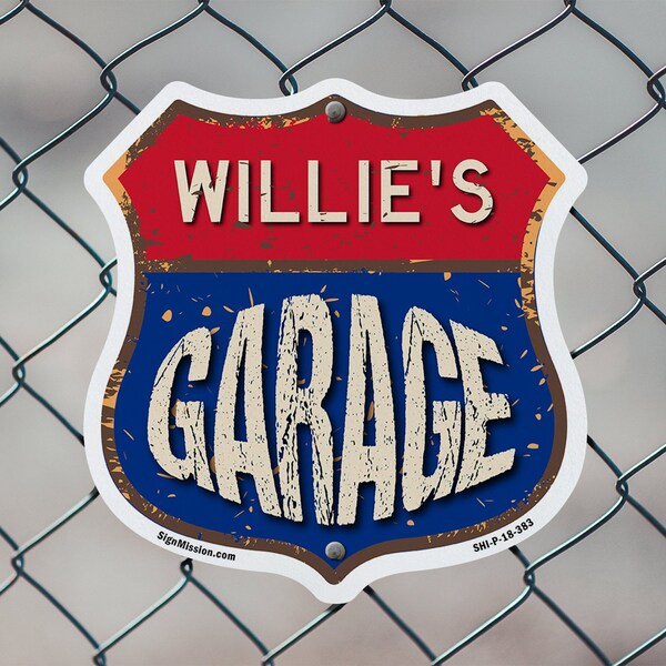 Signmission Willie's Garage, 6 Inch X 6 Inch, Plastic Sign - SHI-P-6-383-WILLIE