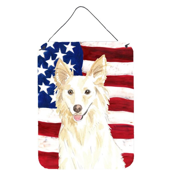 Carolines Treasures Patriotic USA White Collie Wall or Door Hanging Prints - CK1708DS1216