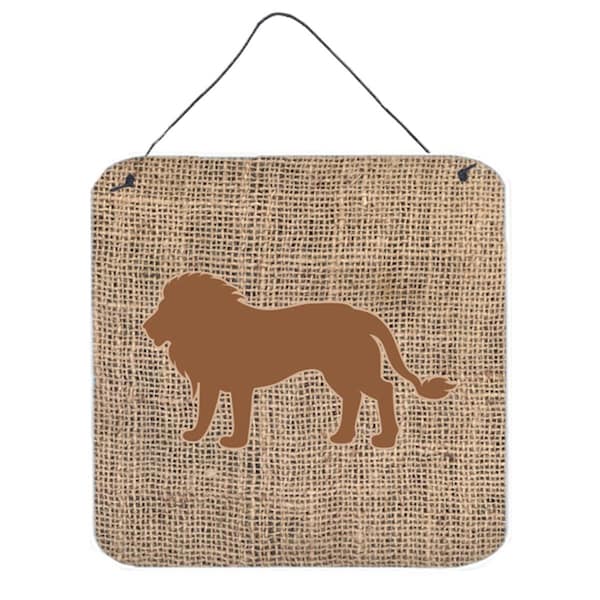 Micasa Lion Burlap And Brown Aluminium Metal Wall Or Door Hanging Prints - MI237063
