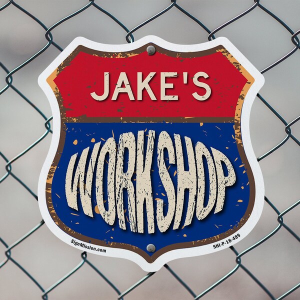 Signmission Jake's Workshop, 12 Inch X 12 Inch, Aluminum Metal Sign - SHI-A-12-489-JAKE