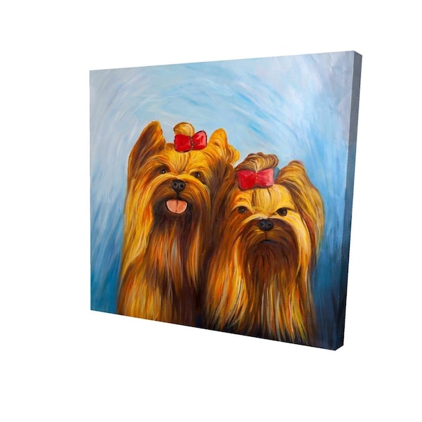 Begin Home Decor 16 x 16 in. Two Smiling Dogs with Bow Tie-Print on Canvas - 2080-1616-AN146