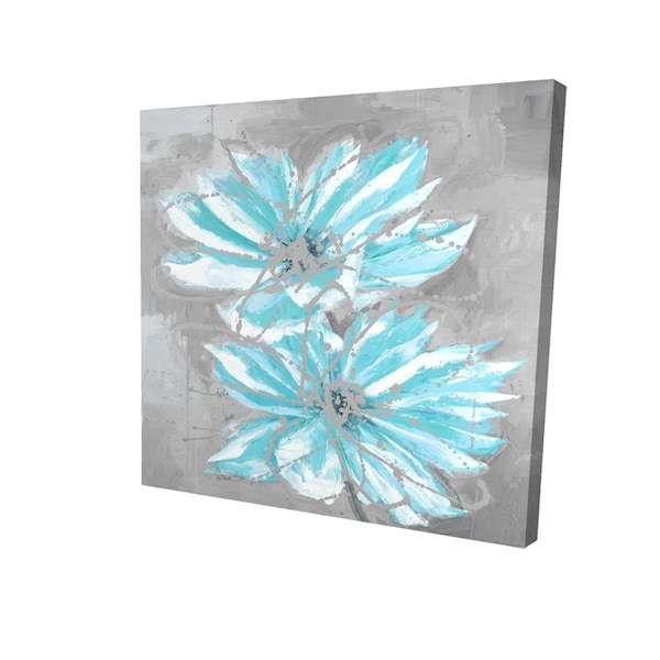 Begin Home Decor 16 x 16 in. Two Little Abstract Blue Flowers-Print on Canvas - 2080-1616-FL151