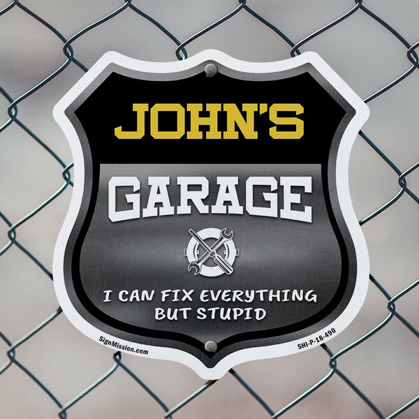 Signmission John's Garage I Can Fix Everything But Stupid, 12 inch X 12 inch, Aluminum Metal Sign, 5PK - SHI-A-5PACK-12-490-JOHN