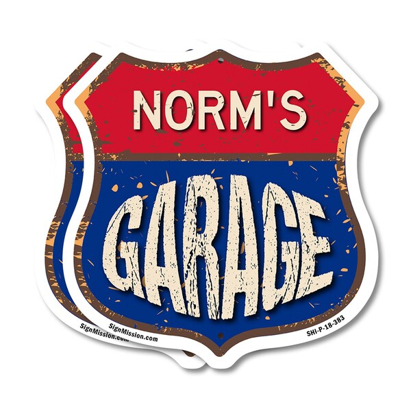 Signmission Norm's Garage, 18 inch X 18 inch, Plastic Sign, 2PK - SHI-P-2PACK-18-383-NORM