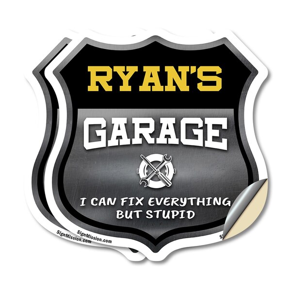 Signmission Ryan's Garage I Can Fix Everything But Stupid, 6 inch X 6 inch, Vinyl Decal, 2PK - SHI-D-2PACK-6-490-RYAN